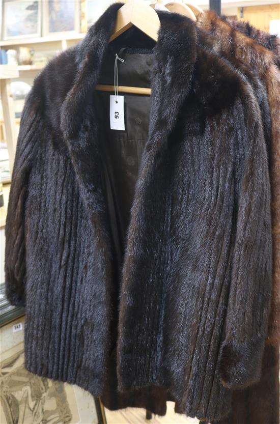 A brown stranded mink jacket